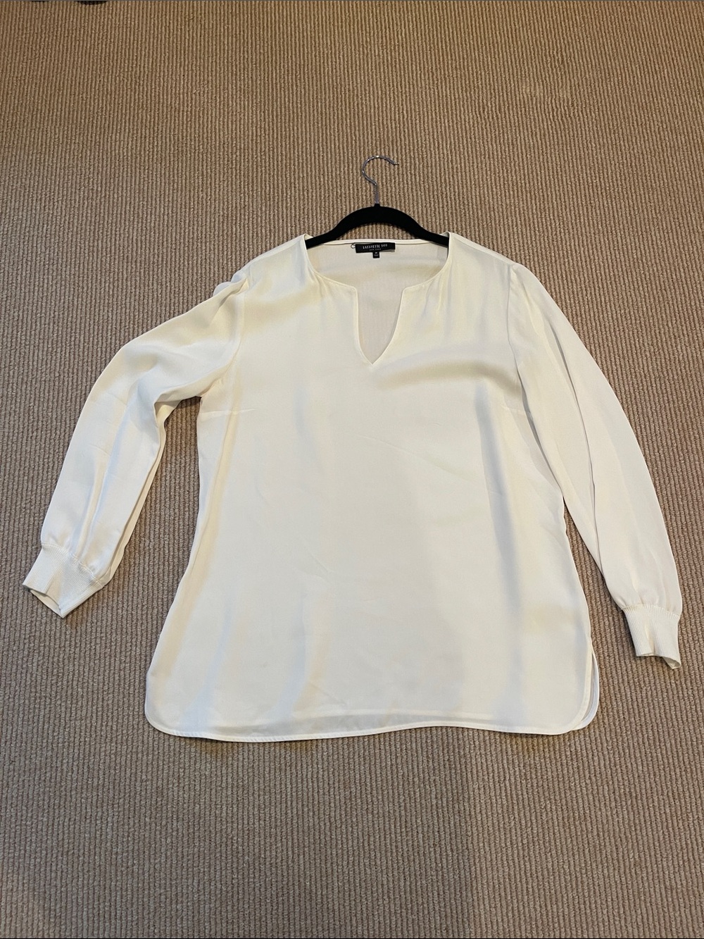 Lafayette 148 New York Cream Split-Notch Long Sleeve Tunic